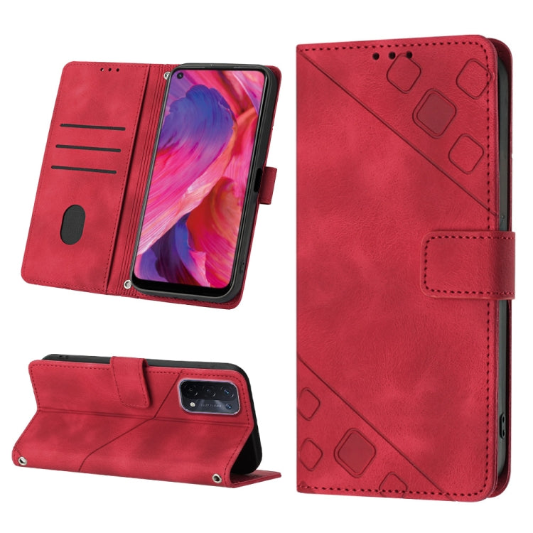 Custodia per telefono in pelle goffrata effetto pelle, For OPPO A17, For OPPO A54 5G / A74 5G / A93 5G, For OPPO A55 5G / A54 4G / Realme V11 5G, For OPPO A55s 5G