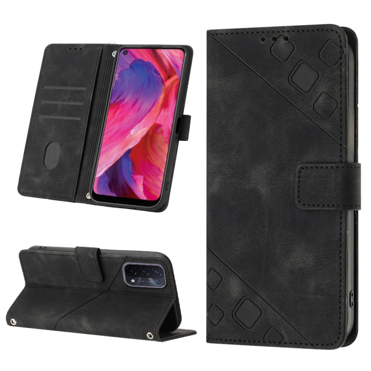 Custodia per telefono in pelle goffrata effetto pelle, For OPPO A17, For OPPO A54 5G / A74 5G / A93 5G, For OPPO A55 5G / A54 4G / Realme V11 5G, For OPPO A55s 5G