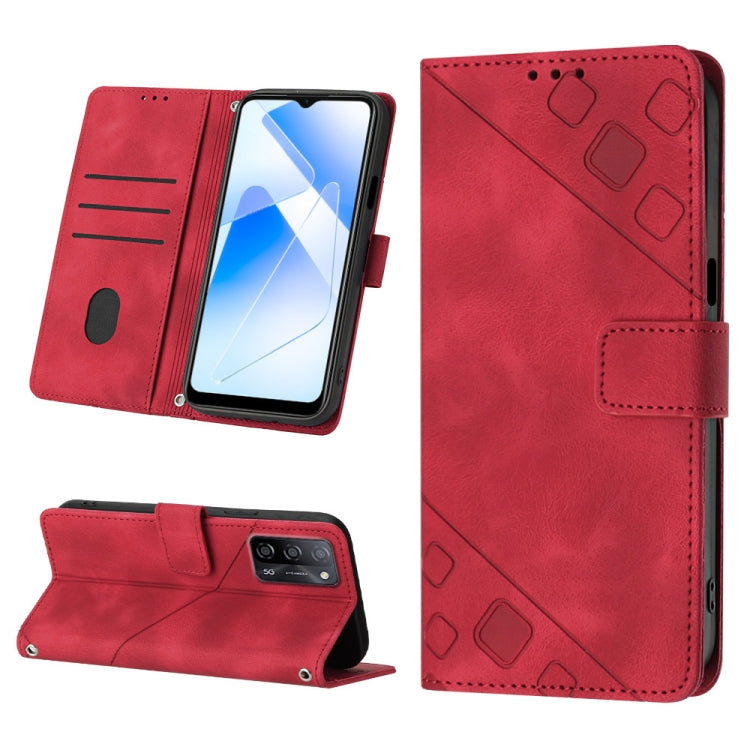Custodia per telefono in pelle goffrata effetto pelle, For OPPO A17, For OPPO A54 5G / A74 5G / A93 5G, For OPPO A55 5G / A54 4G / Realme V11 5G, For OPPO A55s 5G
