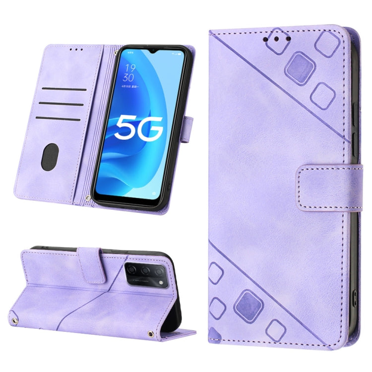 Custodia per telefono in pelle goffrata effetto pelle, For OPPO A17, For OPPO A54 5G / A74 5G / A93 5G, For OPPO A55 5G / A54 4G / Realme V11 5G, For OPPO A55s 5G