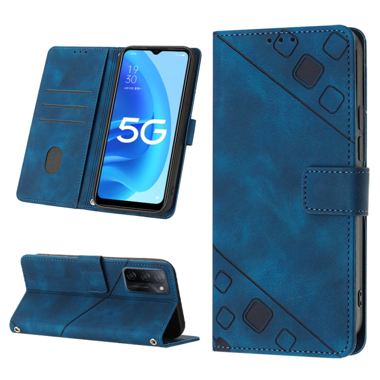 Custodia per telefono in pelle goffrata effetto pelle, For OPPO A17, For OPPO A54 5G / A74 5G / A93 5G, For OPPO A55 5G / A54 4G / Realme V11 5G, For OPPO A55s 5G