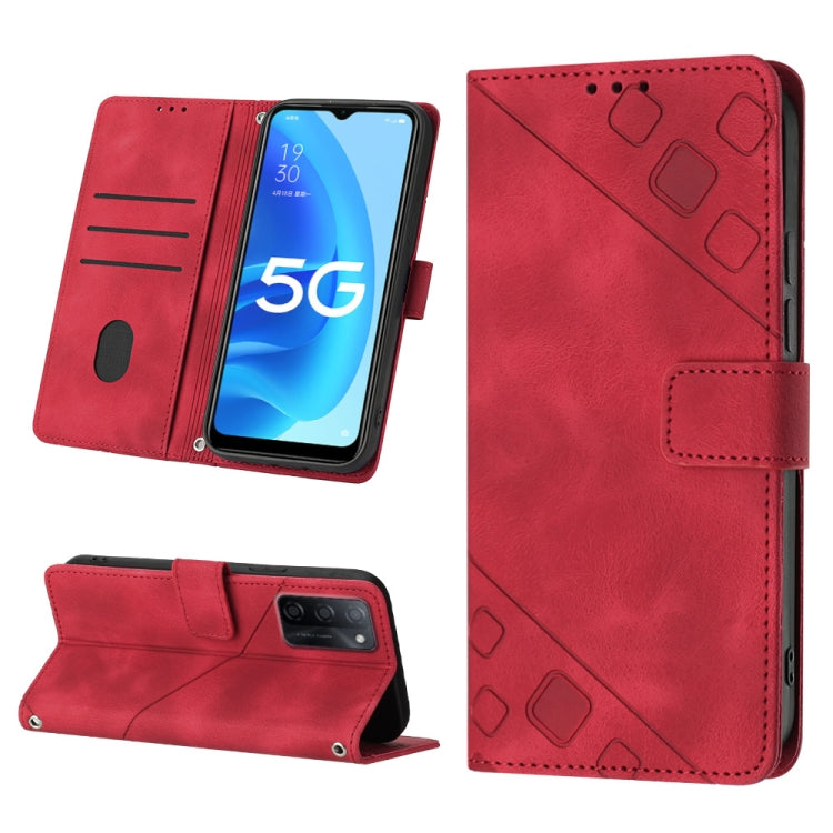 Custodia per telefono in pelle goffrata effetto pelle, For OPPO A17, For OPPO A54 5G / A74 5G / A93 5G, For OPPO A55 5G / A54 4G / Realme V11 5G, For OPPO A55s 5G