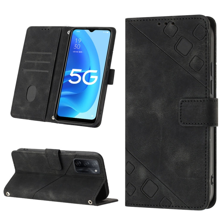 Custodia per telefono in pelle goffrata effetto pelle, For OPPO A17, For OPPO A54 5G / A74 5G / A93 5G, For OPPO A55 5G / A54 4G / Realme V11 5G, For OPPO A55s 5G