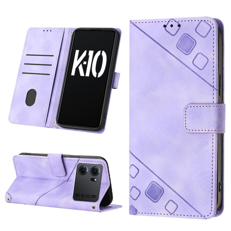 Custodia per telefono in pelle goffrata effetto pelle, For OPPO A57 5G 2022 / 4G, For OPPO K10 5G, For OPPO K10 Pro 5G, For OPPO Reno7 4G / F21 Pro