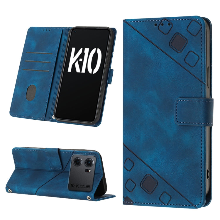 Custodia per telefono in pelle goffrata effetto pelle, For OPPO A57 5G 2022 / 4G, For OPPO K10 5G, For OPPO K10 Pro 5G, For OPPO Reno7 4G / F21 Pro