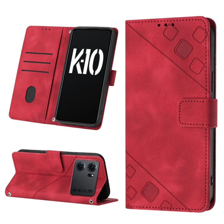 Custodia per telefono in pelle goffrata effetto pelle, For OPPO A57 5G 2022 / 4G, For OPPO K10 5G, For OPPO K10 Pro 5G, For OPPO Reno7 4G / F21 Pro