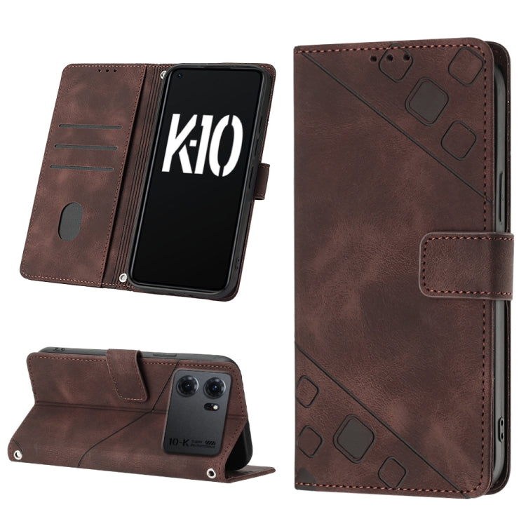 Custodia per telefono in pelle goffrata effetto pelle, For OPPO A57 5G 2022 / 4G, For OPPO K10 5G, For OPPO K10 Pro 5G, For OPPO Reno7 4G / F21 Pro