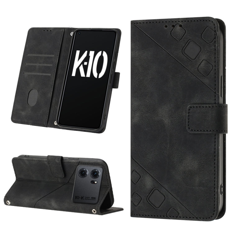 Custodia per telefono in pelle goffrata effetto pelle, For OPPO A57 5G 2022 / 4G, For OPPO K10 5G, For OPPO K10 Pro 5G, For OPPO Reno7 4G / F21 Pro
