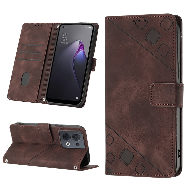 Custodia per telefono in pelle goffrata effetto pelle, For OPPO Reno7 5G Foreign / Find X5 Lite, For OPPO Reno8 5G, For OPPO Reno8 Pro 5G