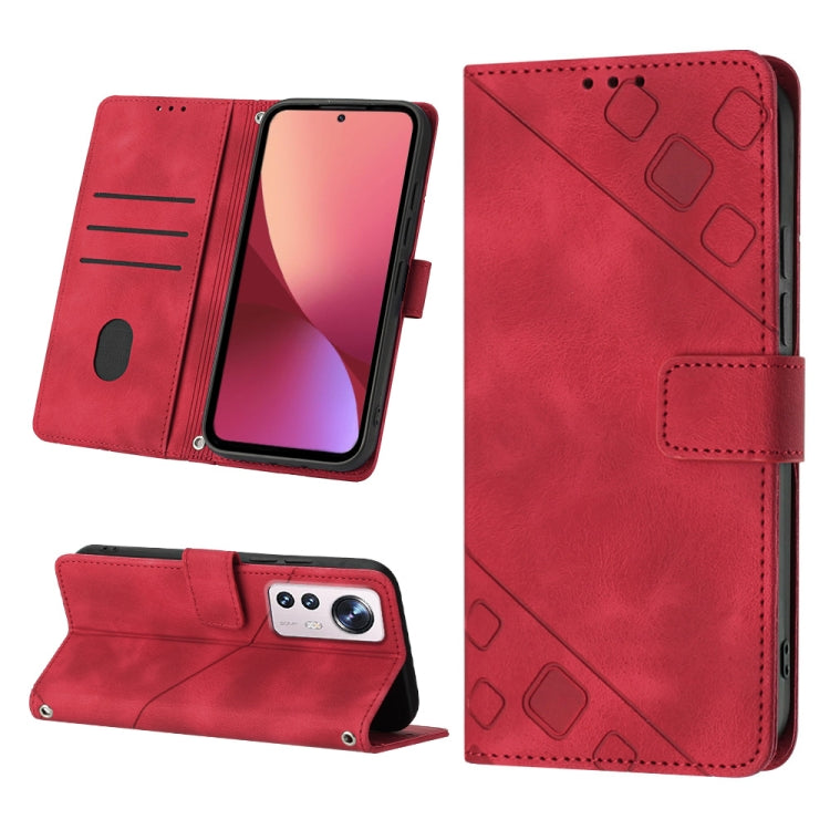Custodia per telefono in pelle goffrata effetto pelle, For Xiaomi 12, For Xiaomi 12 Lite, For Xiaomi 12 Pro, For Xiaomi 12 Ultra / 12S Ultra
