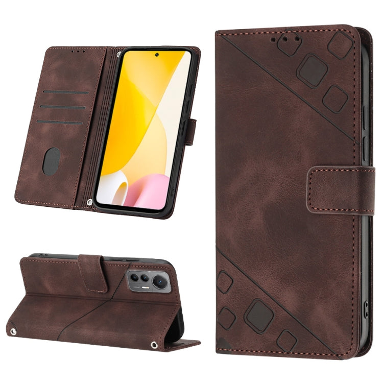Custodia per telefono in pelle goffrata effetto pelle, For Xiaomi 12, For Xiaomi 12 Lite, For Xiaomi 12 Pro, For Xiaomi 12 Ultra / 12S Ultra
