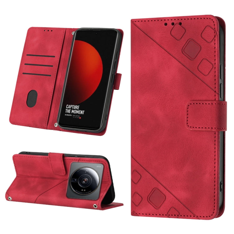 Custodia per telefono in pelle goffrata effetto pelle, For Xiaomi 12, For Xiaomi 12 Lite, For Xiaomi 12 Pro, For Xiaomi 12 Ultra / 12S Ultra