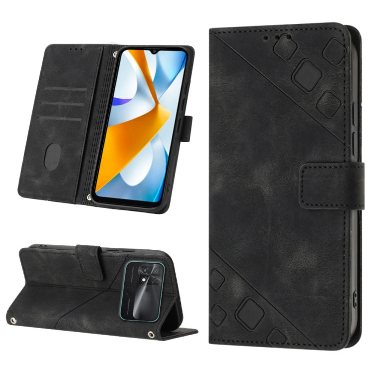 Custodia per telefono in pelle goffrata effetto pelle, For Xiaomi Civi 2, For Xiaomi Poco C40, For Xiaomi Poco M4 5G / M5 4G, For Xiaomi Poco M4 Pro 4G