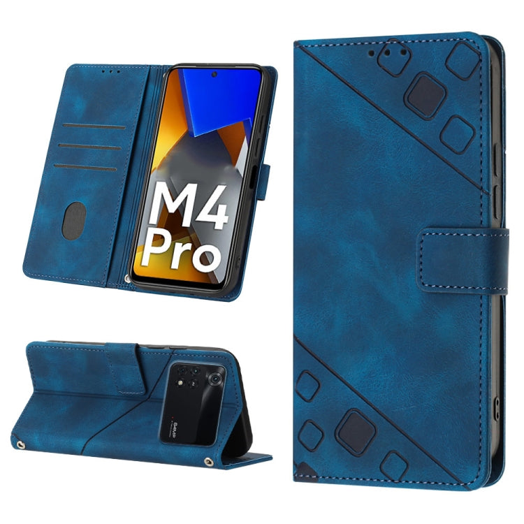 Custodia per telefono in pelle goffrata effetto pelle, For Xiaomi Civi 2, For Xiaomi Poco C40, For Xiaomi Poco M4 5G / M5 4G, For Xiaomi Poco M4 Pro 4G