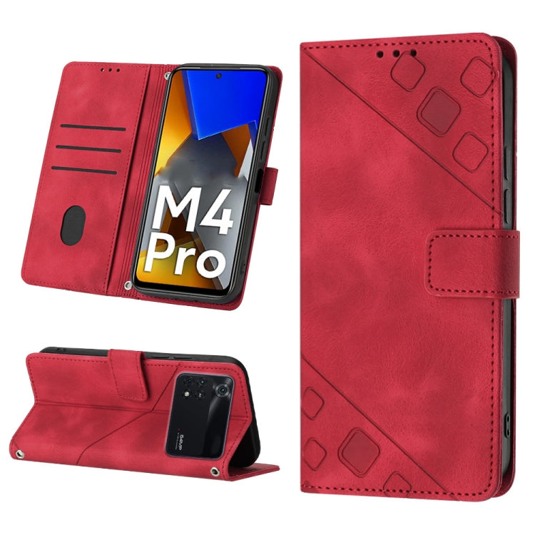 Custodia per telefono in pelle goffrata effetto pelle, For Xiaomi Civi 2, For Xiaomi Poco C40, For Xiaomi Poco M4 5G / M5 4G, For Xiaomi Poco M4 Pro 4G