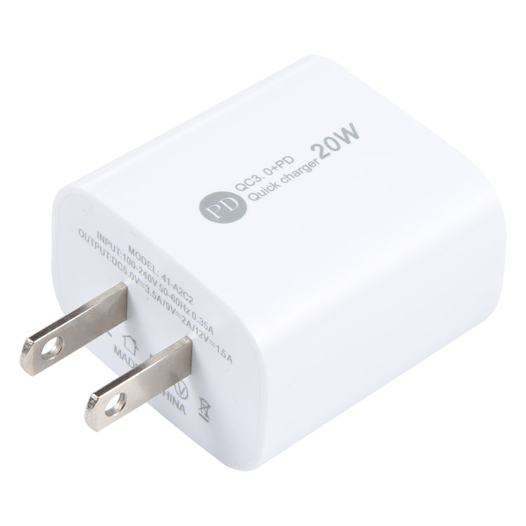PD 20W USB-C/Type-C+QC 3.0 Interfaccia USB Caricabatterie a ricarica rapida, specifica: spina americana