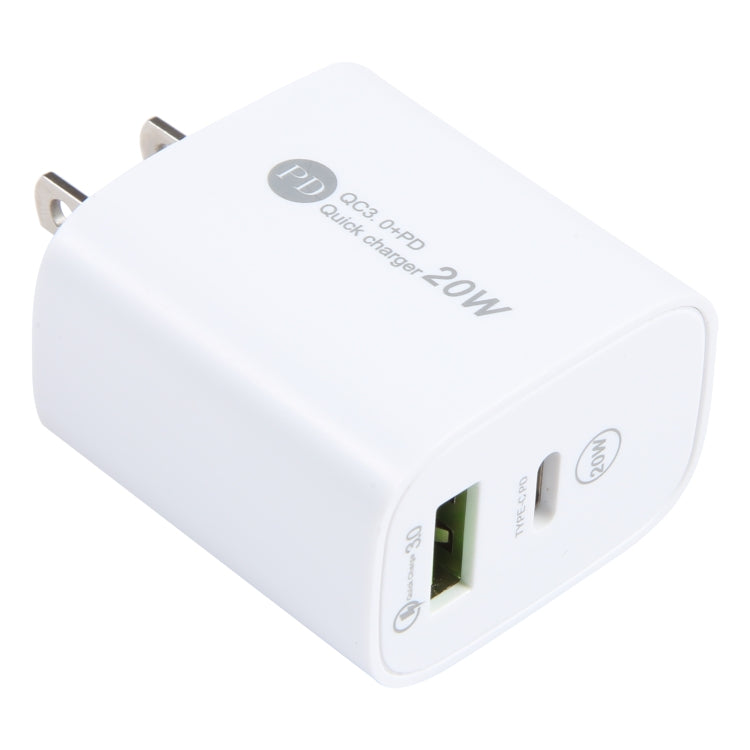 PD 20W USB-C/Type-C+QC 3.0 Interfaccia USB Caricabatterie a ricarica rapida, specifica: spina americana