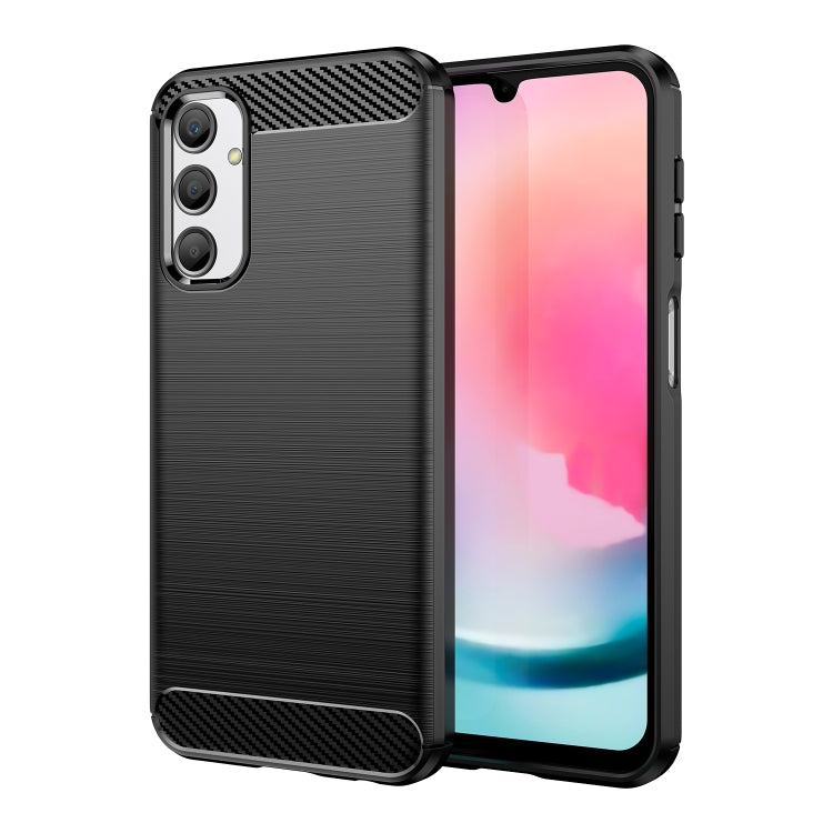 Custodia per telefono TPU in fibra di carbonio con trama spazzolata, For Samsung Galaxy A24 4G