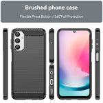 Custodia per telefono TPU in fibra di carbonio con trama spazzolata, For Samsung Galaxy A24 4G