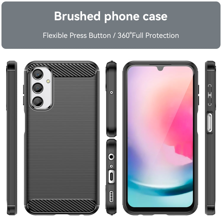 Custodia per telefono TPU in fibra di carbonio con trama spazzolata, For Samsung Galaxy A24 4G
