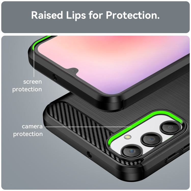 Custodia per telefono TPU in fibra di carbonio con trama spazzolata, For Samsung Galaxy A24 4G
