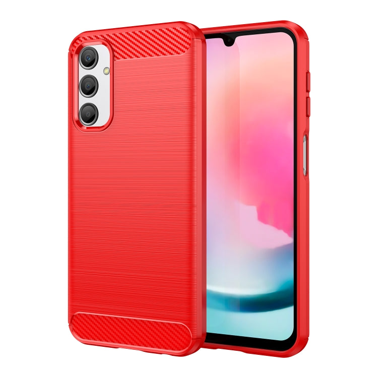 Custodia per telefono TPU in fibra di carbonio con trama spazzolata, For Samsung Galaxy A24 4G