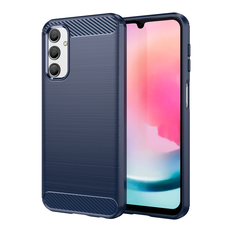Custodia per telefono TPU in fibra di carbonio con trama spazzolata, For Samsung Galaxy A24 4G