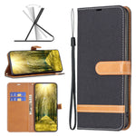 Custodia per telefono in pelle con texture denim a blocchi di colore, For Xiaomi 13 Lite / Civi 2