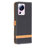 Custodia per telefono in pelle con texture denim a blocchi di colore, For Xiaomi 13 Lite / Civi 2