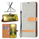 Custodia per telefono in pelle con texture denim a blocchi di colore, For Xiaomi 13 Lite / Civi 2