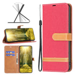 Custodia per telefono in pelle con texture denim a blocchi di colore, For Xiaomi 13 Lite / Civi 2