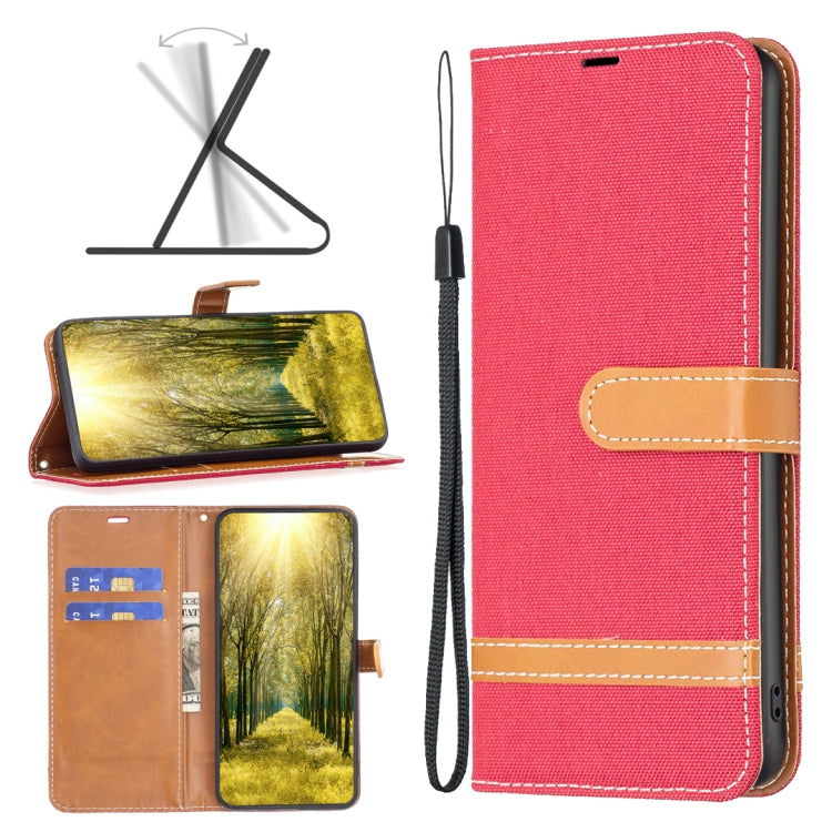 Custodia per telefono in pelle con texture denim a blocchi di colore, For Xiaomi 13 Lite / Civi 2