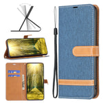 Custodia per telefono in pelle con texture denim a blocchi di colore, For Xiaomi 13 Lite / Civi 2
