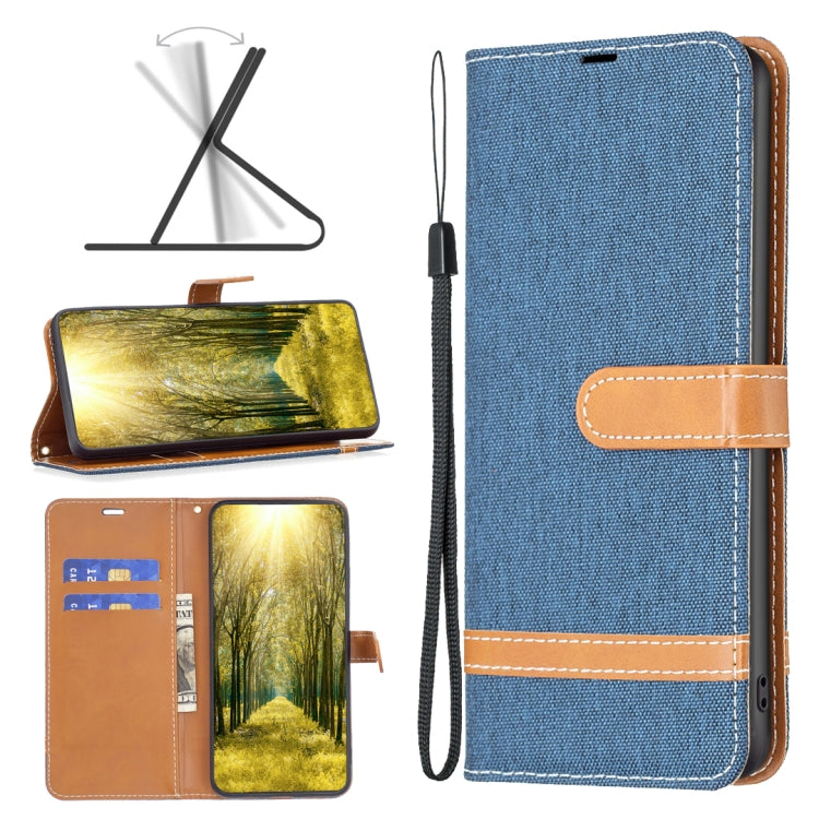 Custodia per telefono in pelle con texture denim a blocchi di colore, For Xiaomi 13 Lite / Civi 2