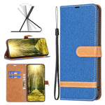 Custodia per telefono in pelle con texture denim a blocchi di colore, For Xiaomi 13 Lite / Civi 2