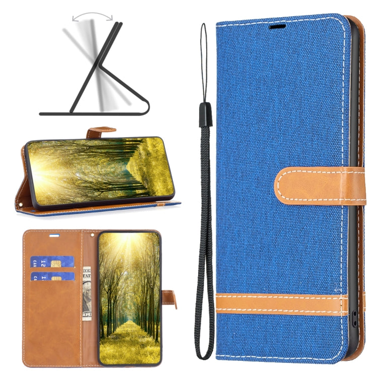 Custodia per telefono in pelle con texture denim a blocchi di colore, For Xiaomi 13 Lite / Civi 2