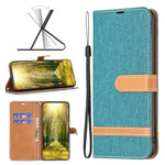 Custodia per telefono in pelle con texture denim a blocchi di colore, For Xiaomi 13 Lite / Civi 2