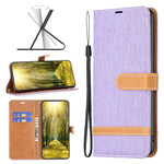 Custodia per telefono in pelle con texture denim a blocchi di colore, For Xiaomi 13 Lite / Civi 2