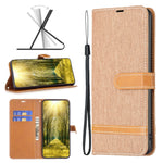 Custodia per telefono in pelle con texture denim a blocchi di colore, For Xiaomi 13 Lite / Civi 2