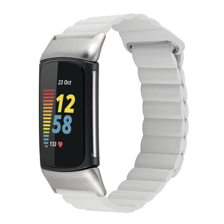 Cinturino in pelle con anello magnetico, For Fitbit Charge 5