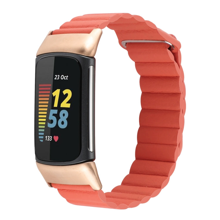 Cinturino in pelle con anello magnetico, For Fitbit Charge 5