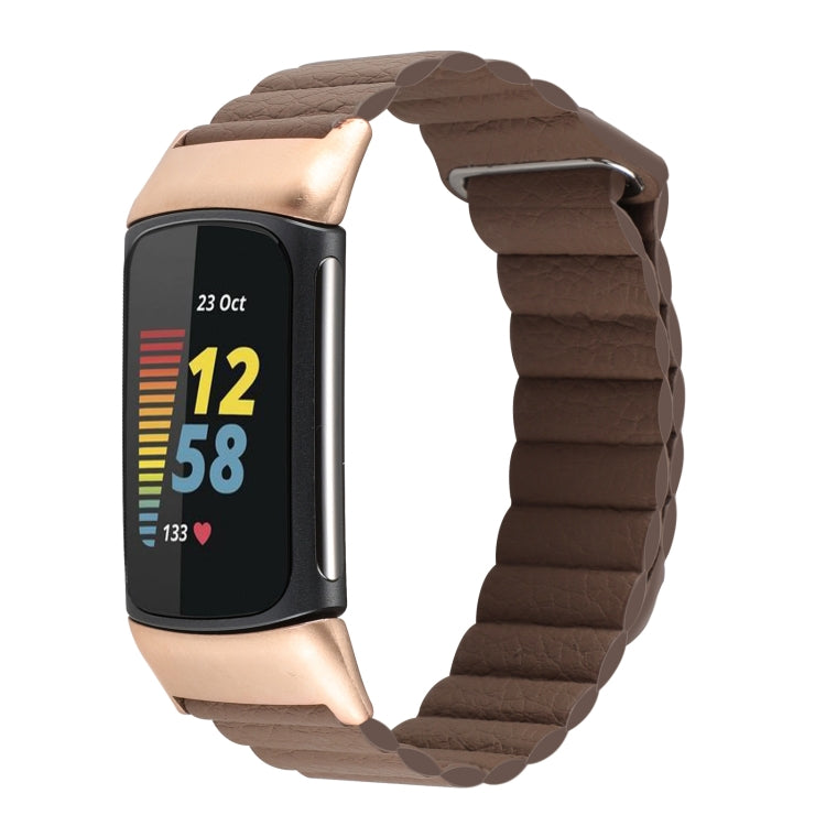 Cinturino in pelle con anello magnetico, For Fitbit Charge 5
