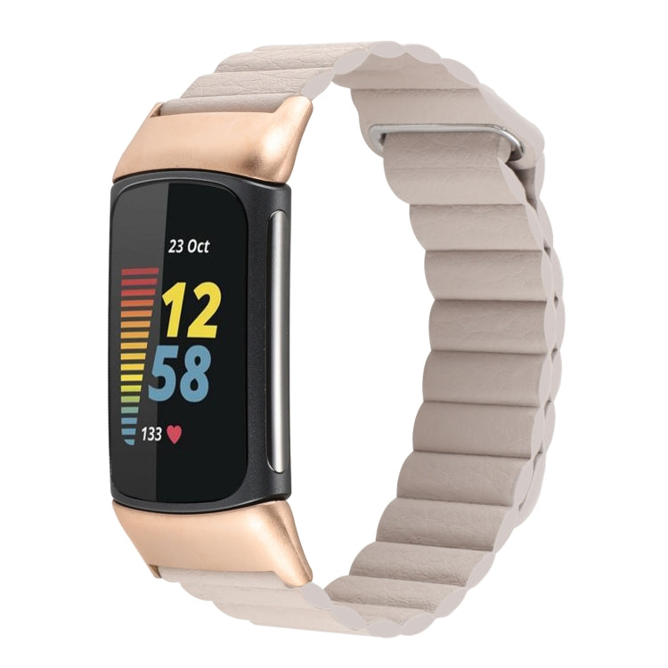 Cinturino in pelle con anello magnetico, For Fitbit Charge 5