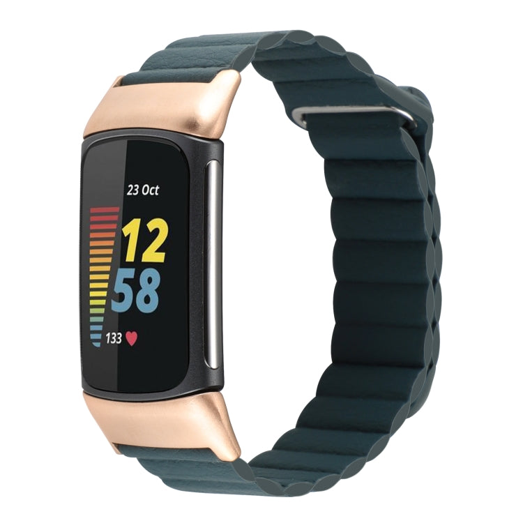Cinturino in pelle con anello magnetico, For Fitbit Charge 5