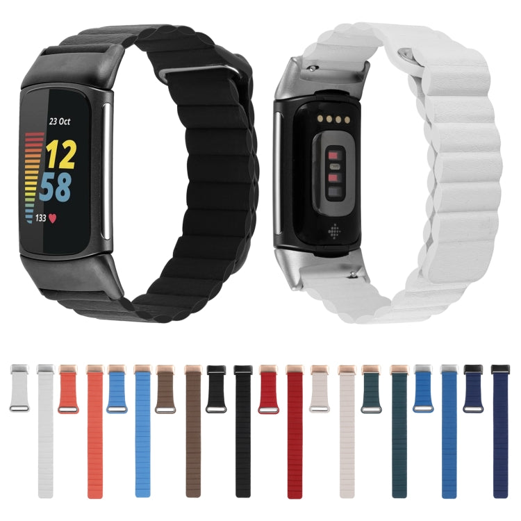 Cinturino in pelle con anello magnetico, For Fitbit Charge 5