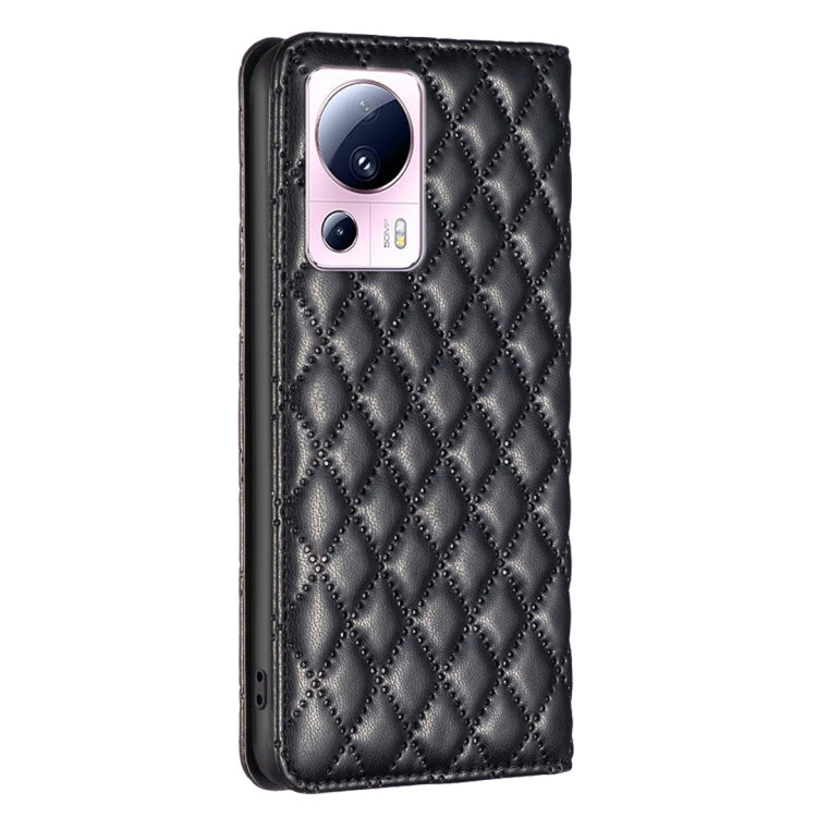 Custodia per telefono a conchiglia in pelle magnetica Diamond Lattice, For Xiaomi 13 Lite / Civi 2