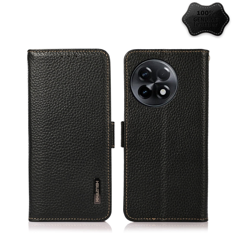 KHAZNEH Custodia per telefono RFID in vera pelle Litchi magnetica laterale, For OnePlus Ace 2 5G, For Realme GT Neo 5, For Xiaomi Redmi 12C/Redmi 11A 4G