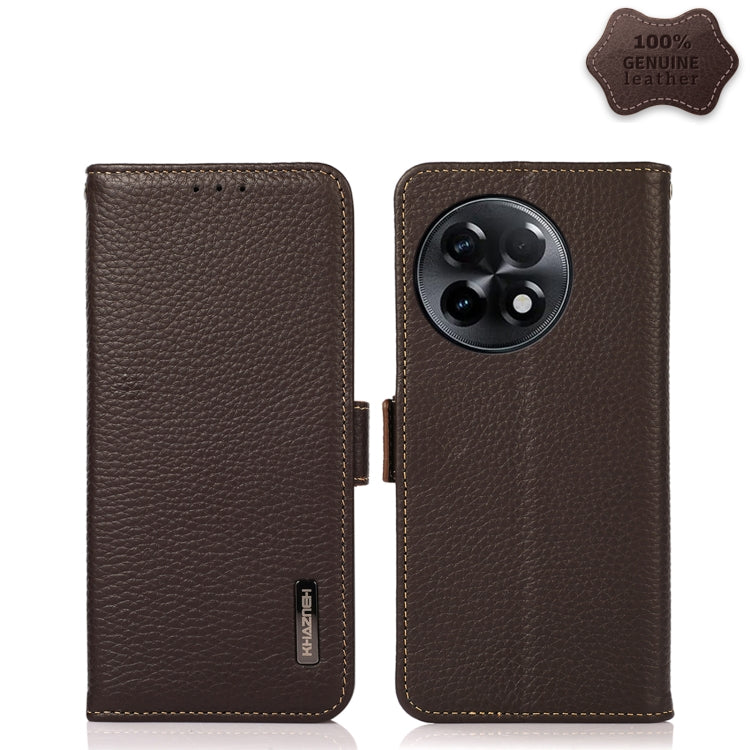 KHAZNEH Custodia per telefono RFID in vera pelle Litchi magnetica laterale, For OnePlus Ace 2 5G, For Realme GT Neo 5, For Xiaomi Redmi 12C/Redmi 11A 4G