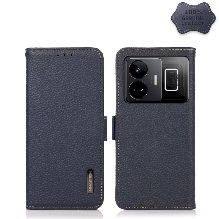 KHAZNEH Custodia per telefono RFID in vera pelle Litchi magnetica laterale, For OnePlus Ace 2 5G, For Realme GT Neo 5, For Xiaomi Redmi 12C/Redmi 11A 4G
