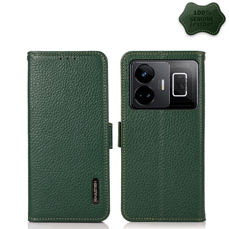 KHAZNEH Custodia per telefono RFID in vera pelle Litchi magnetica laterale, For OnePlus Ace 2 5G, For Realme GT Neo 5, For Xiaomi Redmi 12C/Redmi 11A 4G